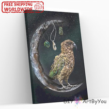 Paint By Numbers Kit Eagle Moon Animal Kids Brush DIY Framed Art Beginner Draw