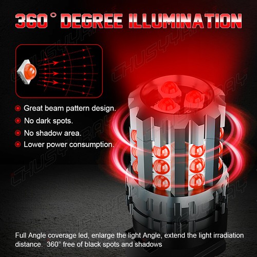 3157 3457 3757 LED Brake Stop Tail Lights Bulbs Lamps Pure Red Bright 2x - 第 7/11 張圖片