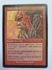 MTG Magic The Gathering Card Mark of Fury Enchant Creature Red Urza's Destiny 
