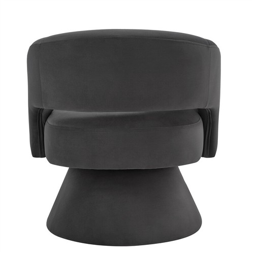Modern 360° Swivel Upholstered Fluffy Velvet Barrel Accent Chairs Armchair-Gray - Picture 7 of 8