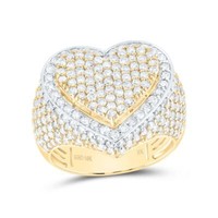 10K Gelbgold Original Diamant Damen GewöLbter BüNdel Herz Cocktail Ring 3 Karat