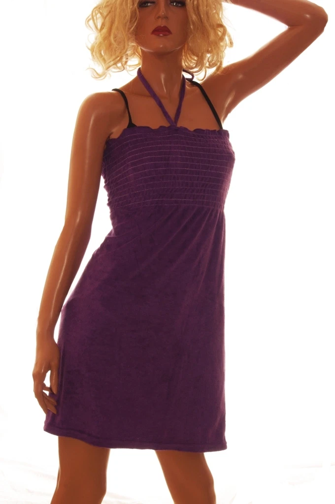 Womens Jr Purple Halter Dress Strapless Beach Swim Bathing Suit