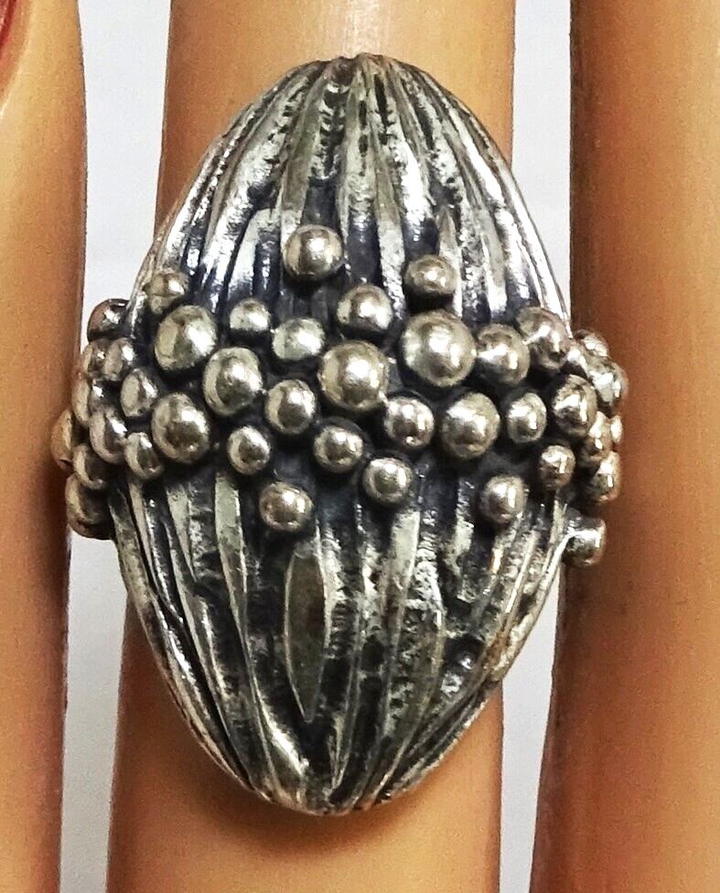 Unique Vintage Heavy Silver Bumpy Surface Adjusta… - image 1