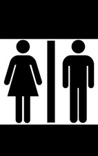 Bathroom Restroom sign unisex Men  Women decal sticker Removable Vinyl 8x7"