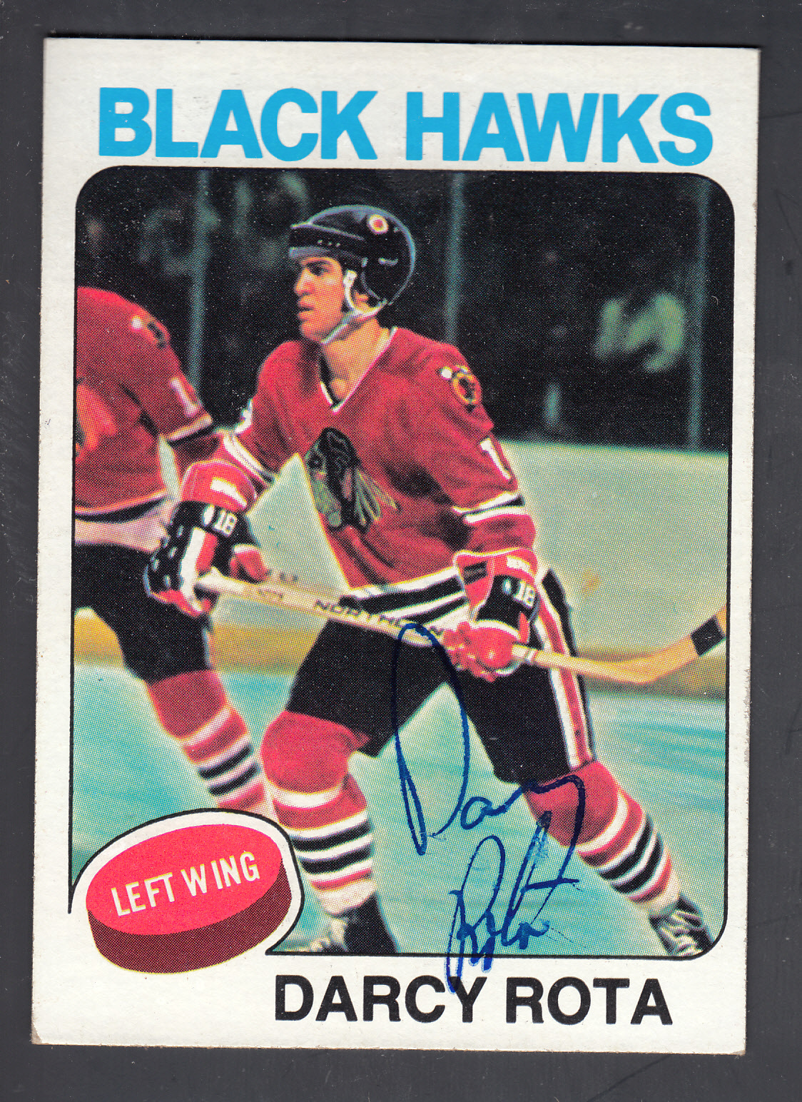 Darcy Rota Hand Signed 1975-76 Topps Hockey Card #66 Blackhawk In ...