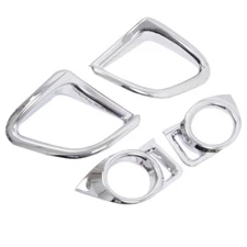 Set of 4x Chrome Front+Rear Fog Light Cover Trim For Toyota Highlander 2014-2016