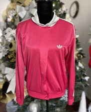 VTG Adidas Track Jacket Polyester Arnel Triacetate Hot Pink Sz M Made in USA