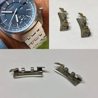 Original EDELSTAHL Endstücke Paar für Seiko Armband 6139-7030 ''Baby Jumbo'' NOS