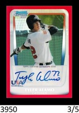 1-2011 BOWMAN CHROME DRAFT RED REFRACTOR AUTO TYLER ALAMO CUBS USA 3/5