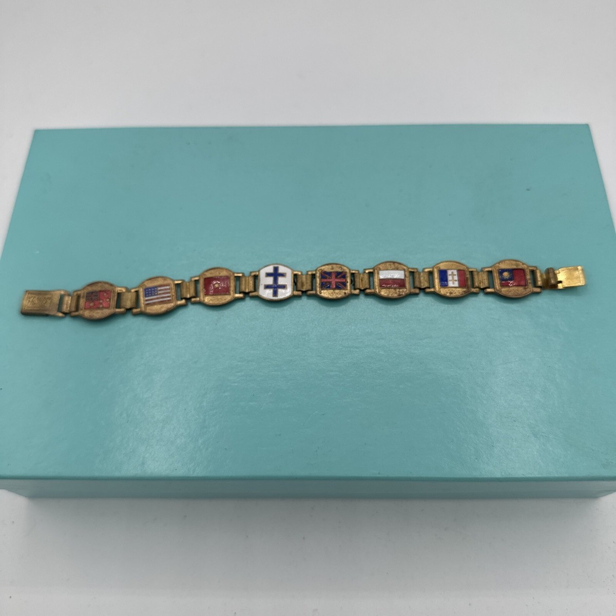 Vintage 1950s Paris France colorful enamel Souvenir Bracelet 