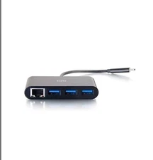 C2G USB C Ethernet and 3 Port USB Hub - Black