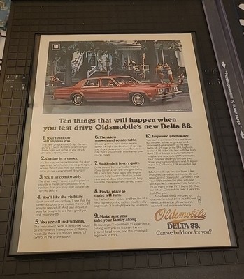 1977 Oldsmobile Delta 88 Royale Town Sedan Ad Framed 8.5x11  