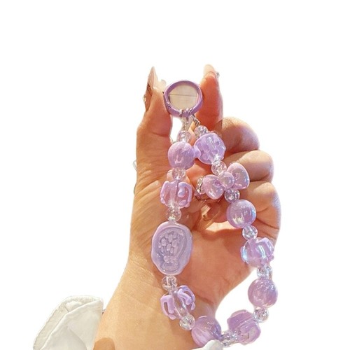 Phone Chain Elegant Pendant Acrylic Flower Beaded Lanyard For Women Girl Jewelry - Zdjęcie 6 z 13