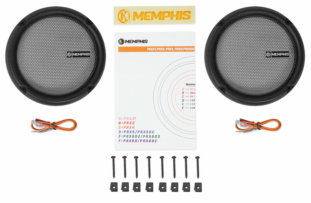 (2) Memphis Audio PRX603 6.5 100 Watt 3-Way Car Speakers + RockMat Sound  Kit