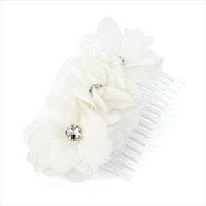 Cream Triple Flower Crystal Hair Comb Clips Wedding Hair