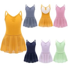 Kids Girls Sleeveless Skirted Leotard Ballet Dresses Classic Ballerina Dancewear