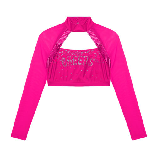 Women Cheer Uniform Tops Night Club Crop Top Rhinestone Cheerleader Costume - Picture 49 of 87