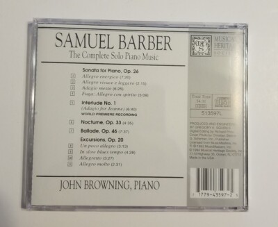 【中古】 Solo Piano Music Barber ,Browning John Browning Samuel Barber The Complete Solo Piano Music CD