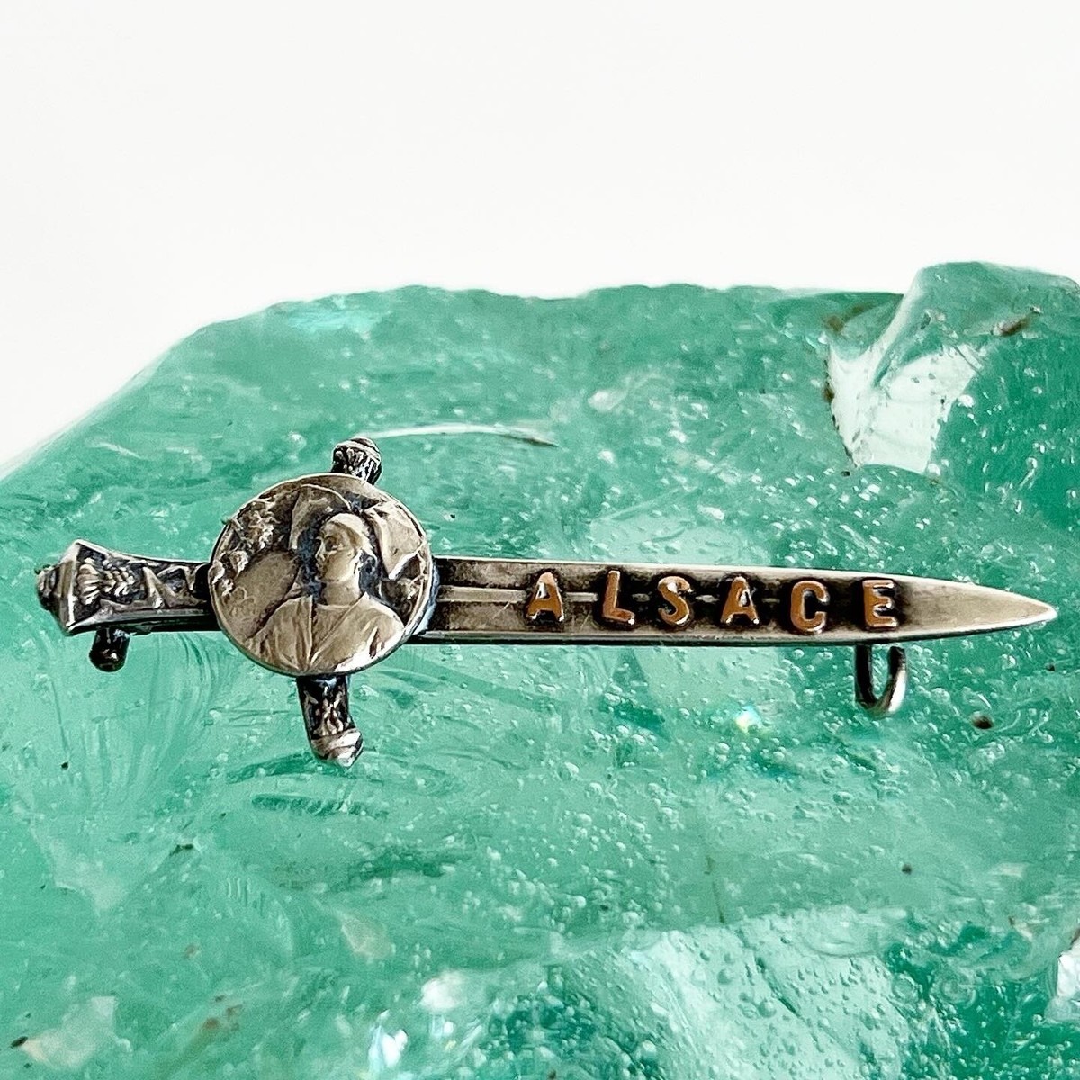Broche Ancienne En Argent Massif – Poinçon épée Alsace – Style Art Nouveau 1900
