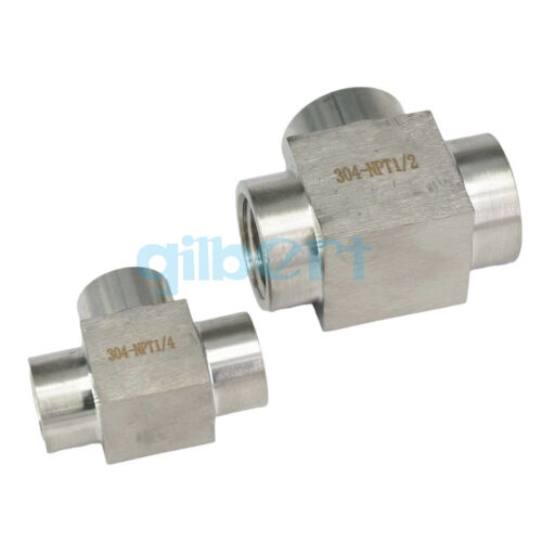 4000 PSI 1/8"" 1/4"" 1/2"" 3/4"" 1"" NPT BSP Buchse T-Shirt 304 Edelstahl Rohr Fitting - Bild 3 von 11