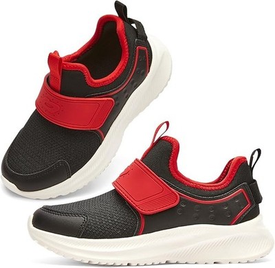 Balabala Boys Sneakers Big Kid Size 7 Red Black Hook & Loop Athletic Shoes New