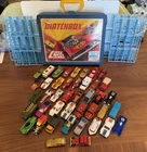 Huge Lot 42 Vintage Matchbox Hot Wheels Corgi Etc Toy Cars w/Case 1970s