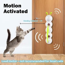Interactive Cat Feather Toy Automatic Fluffy Tail Teaser Motion Sensor Whack A