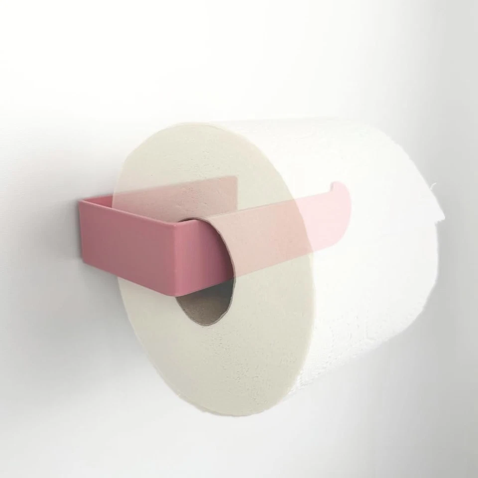 Porte-papier toilette à coller ou à percer en rose - Porte-papier toilette - Photo 2/4