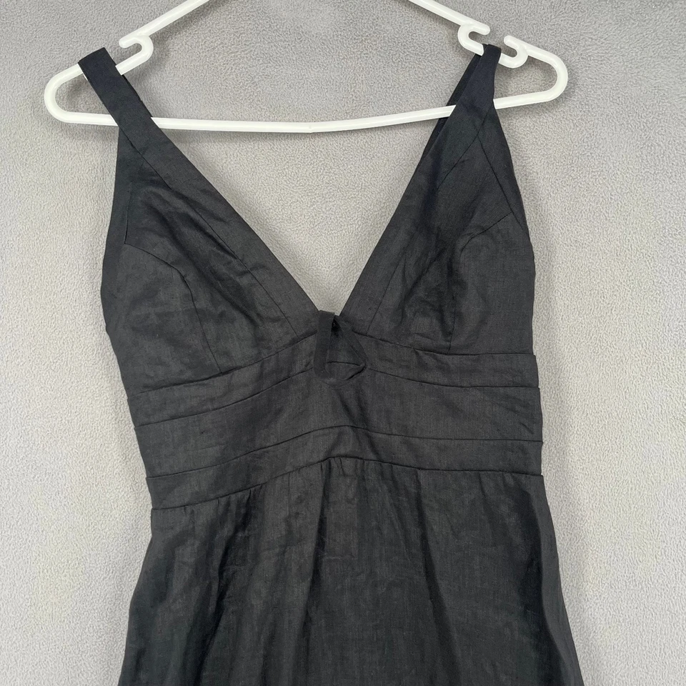 Vestido Kookai para mujer 40 negro Tahití nuevo con etiquetas Vee sin mangas lazo línea A lino Foto 2 de 4