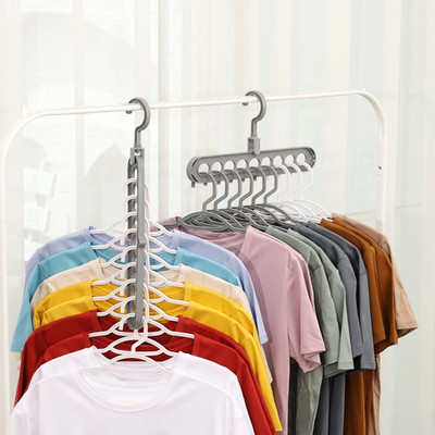 Set Of 5 Folding Hanger 9 Hole Rotating Magic Closet 3D Organizer Space Saver