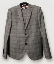 NEXT Mens Prince of Wales Check Suit Ch. 40 in W. 36 in Blue Mix Exc