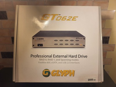 Glyph GT062E Professional External Hard Drive New Open Box 2000gb FW800 eSata