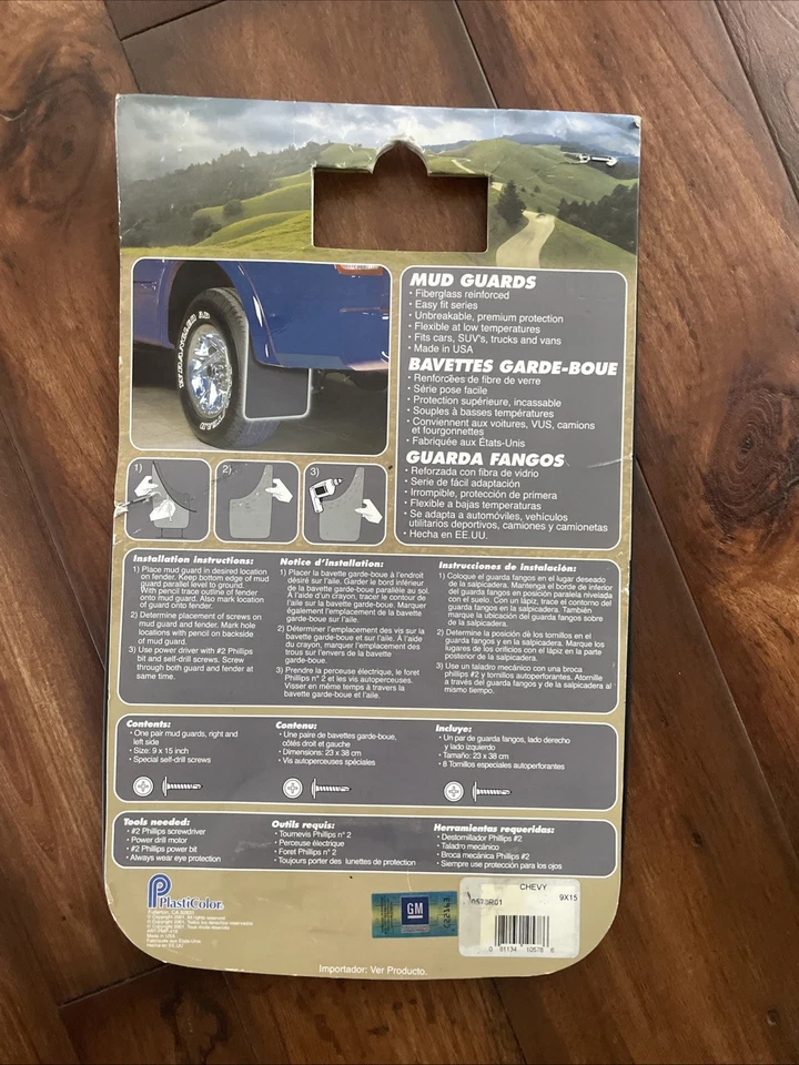 2 USA Vintage Plasticolor Chevy Gold Bowtie Mud Flap Guards Chevrolet 9x15 NOS - Image 4 of 4