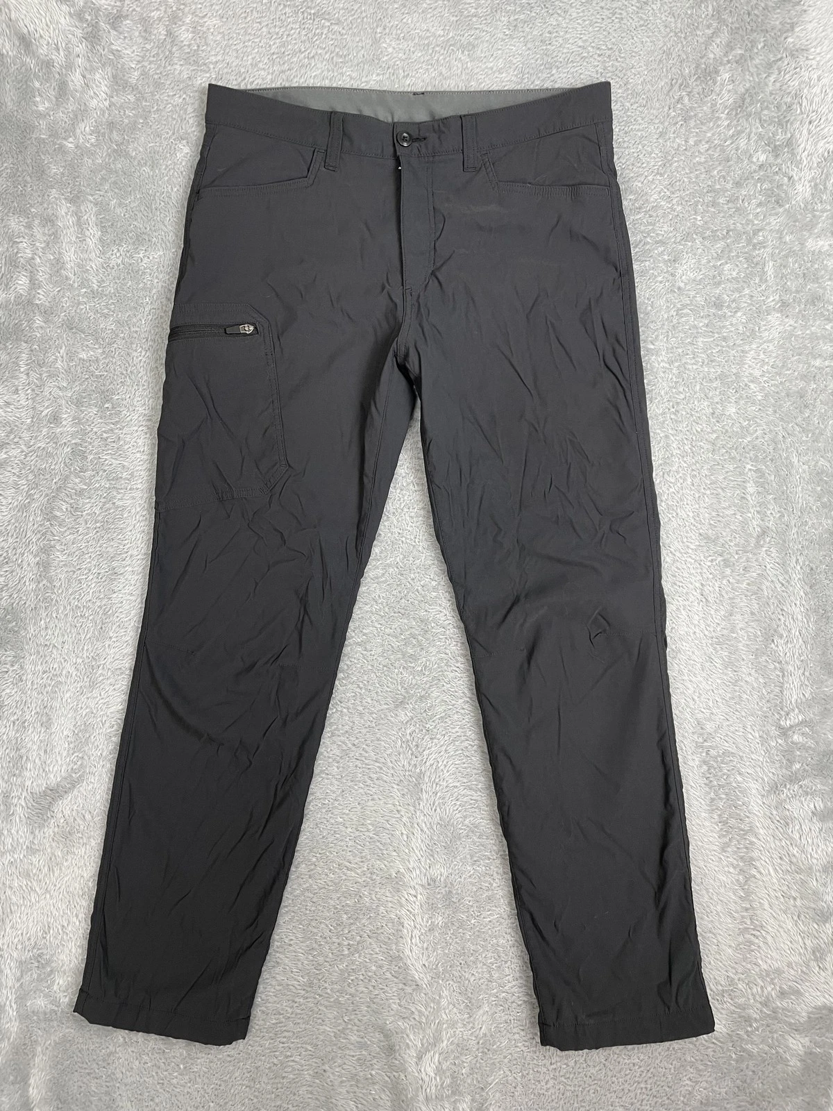Eddie Bauer Pants Mens 34x32* Gray Fleece Lined Softshell Hiking Zip Pocket