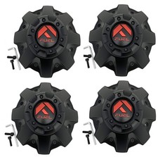 Fuel Matte Black Red Emblem Wheel Center Cap Set of 4