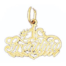 Number One Grandma Charm Pendant 14k Gold 0.6 Grams 