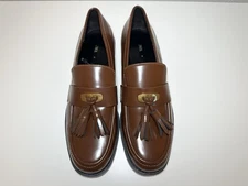 ZARA Women Chocolate Brown Tassel Faux Leather Slip On Loafers US 9 EU 40 NEW