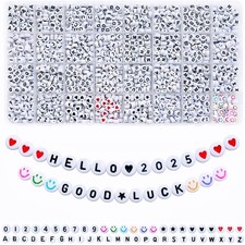 1600pcs Acrylic Letter Beads 4x7mm White A-Z 31 Styles Jewelry Making