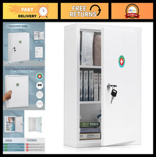 Large Capacity Locking Medicine Cabinet - Secure Steel Storage for Bathroom, 15.