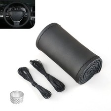 Genuine Leather Steering Wheel Cover, 15 Inch Hand Sewing Steering Wheel Wrap...