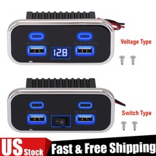 4-Port 12V-24V Dual Type C  USB A Car Fast Charger Power Socket Outlet Cars RV