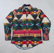 VINTAGE WRANGLER X LONG TAILS PEARL SNAP FLANNEL SHIRT Men's Large 16.5-35 AZTEC