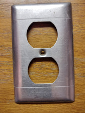 Satin Steel 2 Lines Ribs Sierra Style Duplex Outlet Plate Wall Box Cover Vintage