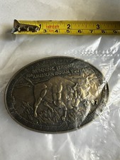vintage 1997 "Running Strong for American Indian Youth" belt buckle