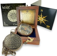 Brass Compass Gift to My Son Never Forget I Love You, To My Son Edition 2