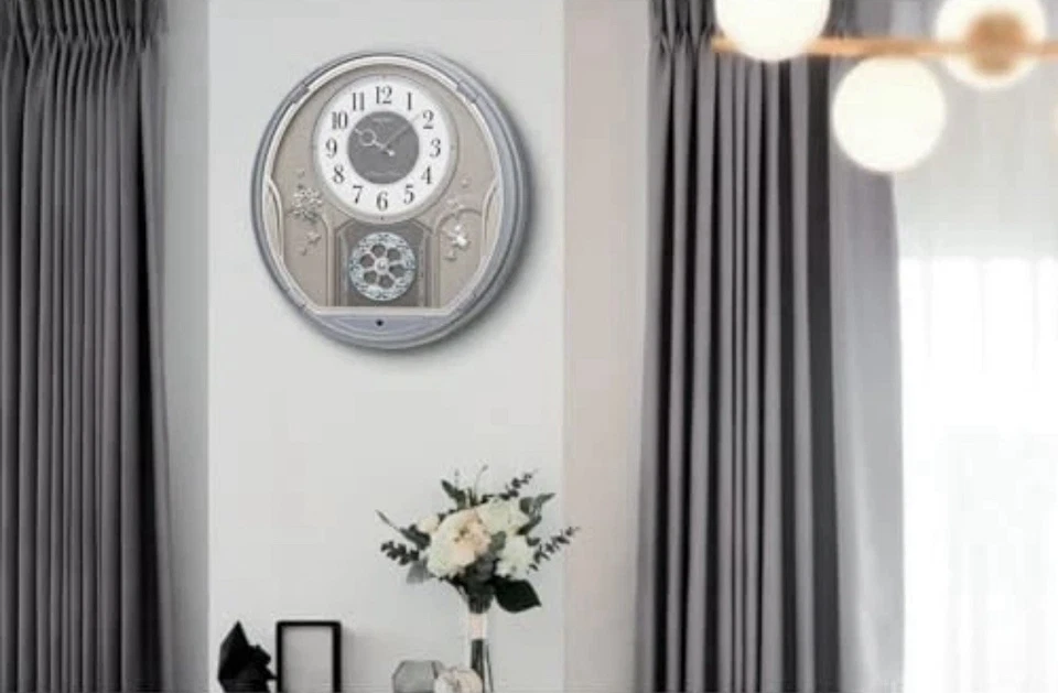 Reloj de pared analógico Seiko AM401S plateado 18 melodías Foto 2 de 4
