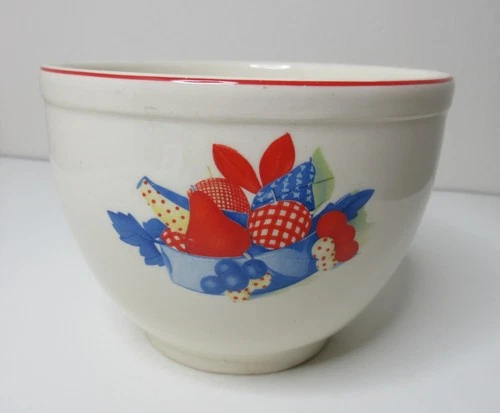 Vintage 1940s Universal Potteries Calico Fruit Mixing Bowl 6"