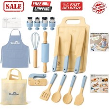 29 PCS Wooden Kids Cooking Set, Toddler Montessori Cooking  Baking Kitchen T...