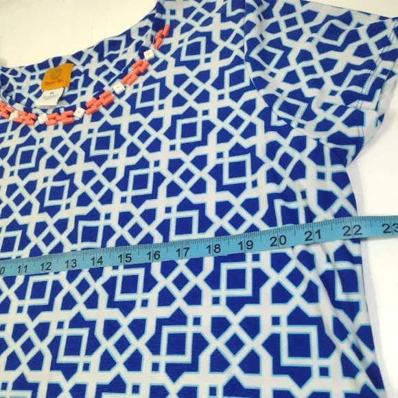 Ruby Red Blue Geometric Print Women's Top Size (X… - image 8