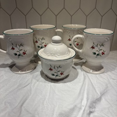vintage Pfaltzgraff winterberry coffee cups creamer & sugar bowl